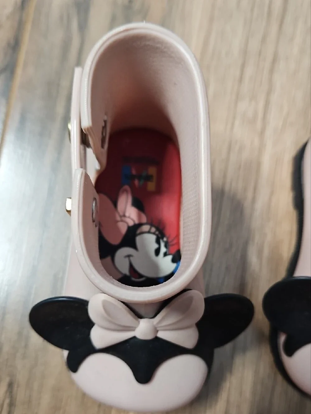 Mini Melissa Disney Twins Pink Mickey Minnie Rain Boots with Bow Size 5